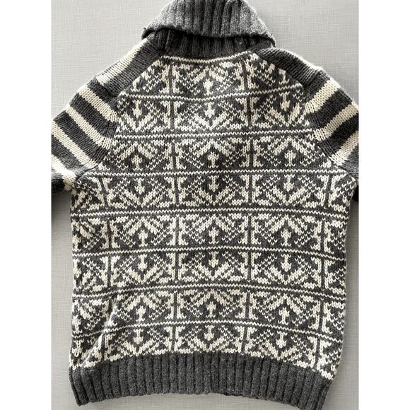 Gap Sz L Shawl Collar Cardigan Sweater Gray Lambswool Nordic Festive Holiday Ski - Picture 9 of 13